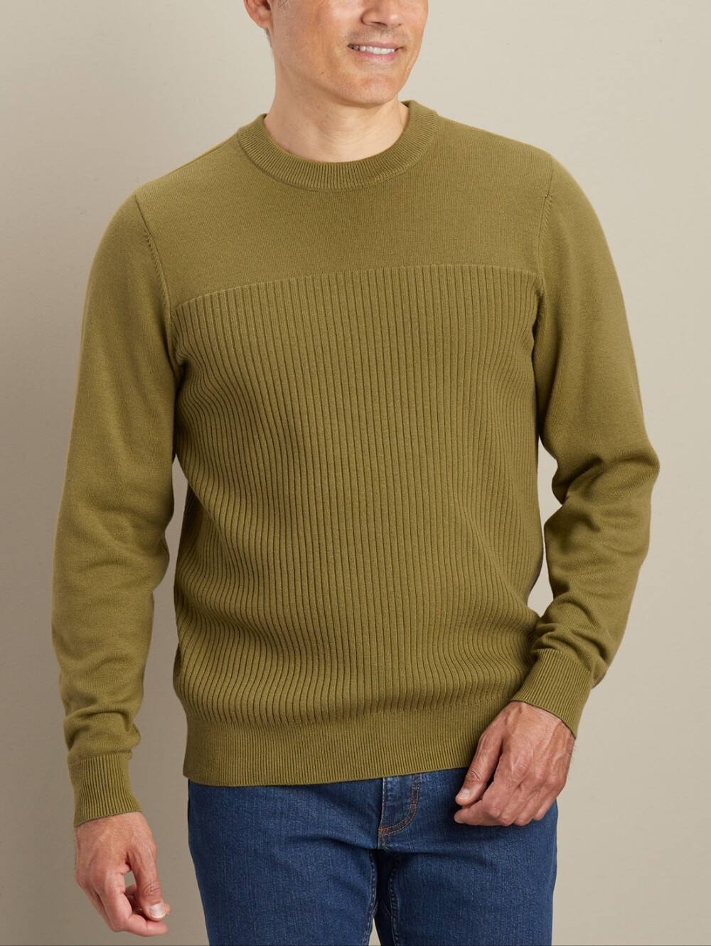 Duluth Trading Coolerino Poly / Wool Crewneck Sweater Men's Large Ribbed Green
